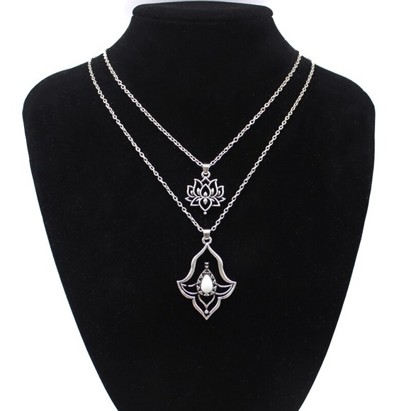 Vintage 3 in 1 Lotus Flower Pendant Necklace - Picture 5 of 16